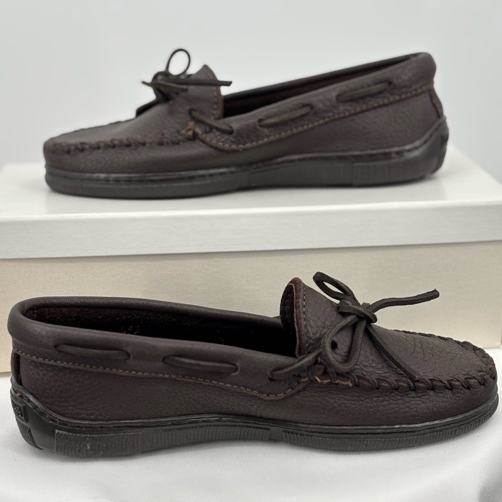 Minnetonka Brown Leather Upper Driving Loafers, Size 5